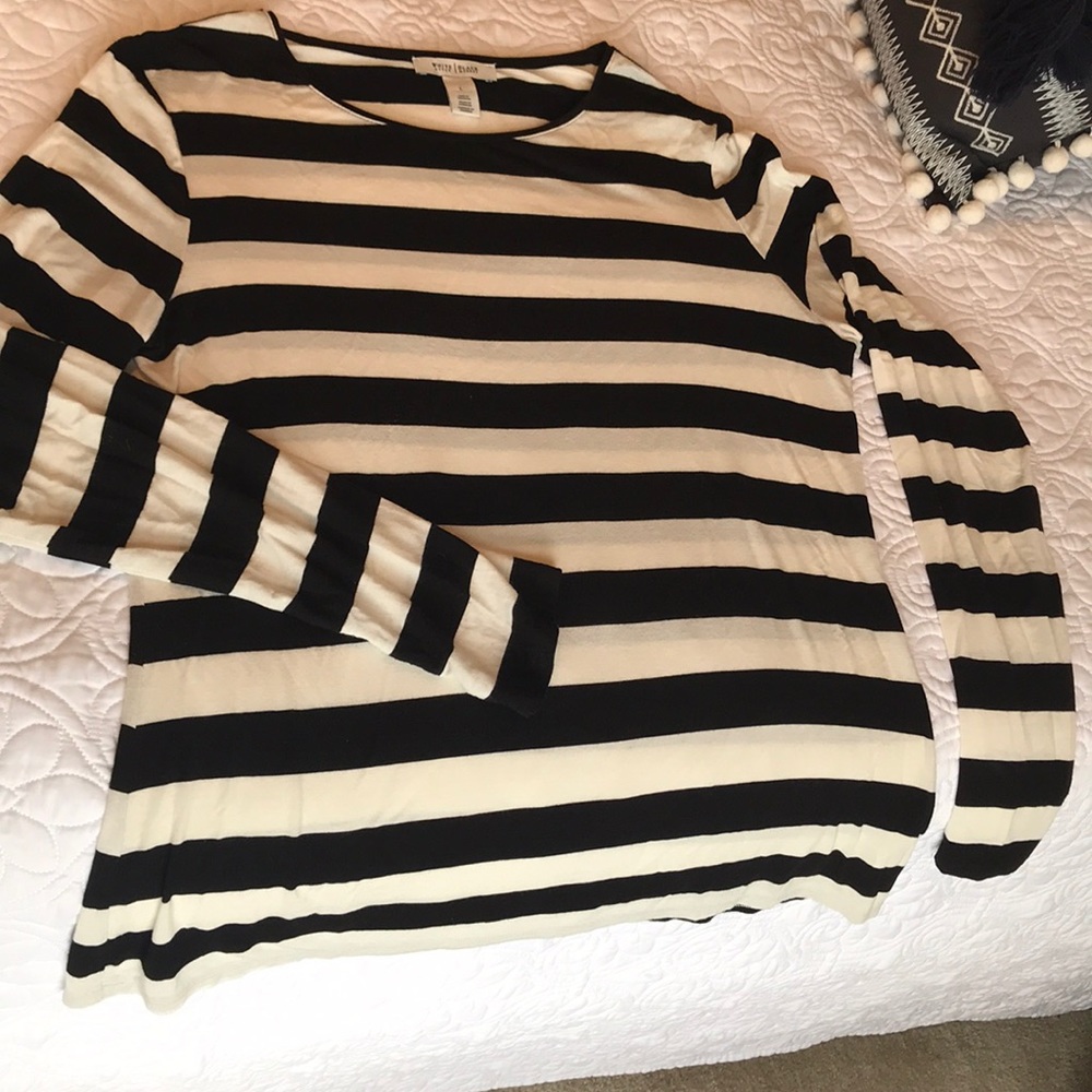 White House Black Market Striped Long Sleeve Top L